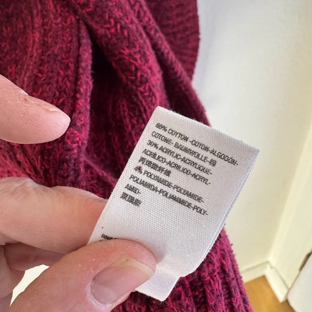 Free People Burgundy Ribbed Open Cardigan